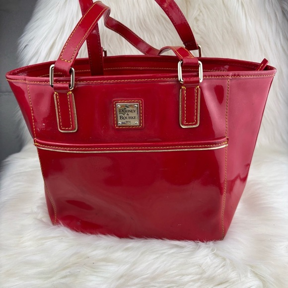 Dooney & Bourke Lipstick Red Tote Shoulder Bag Patent Leather - Picture 1 of 16